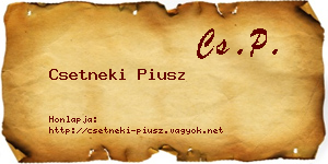 Csetneki Piusz névjegykártya